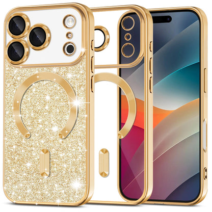 MagSafe-fodral för Apple iPhone 17 Pro, Techsuit, Luxury Glitter, Guld