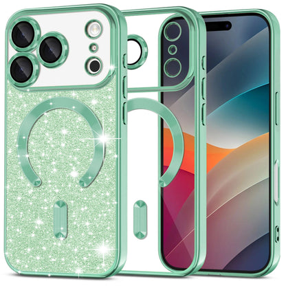 MagSafe-skal för Apple iPhone 17 Pro, Techsuit, Luxury Glitter, Ljusgrön