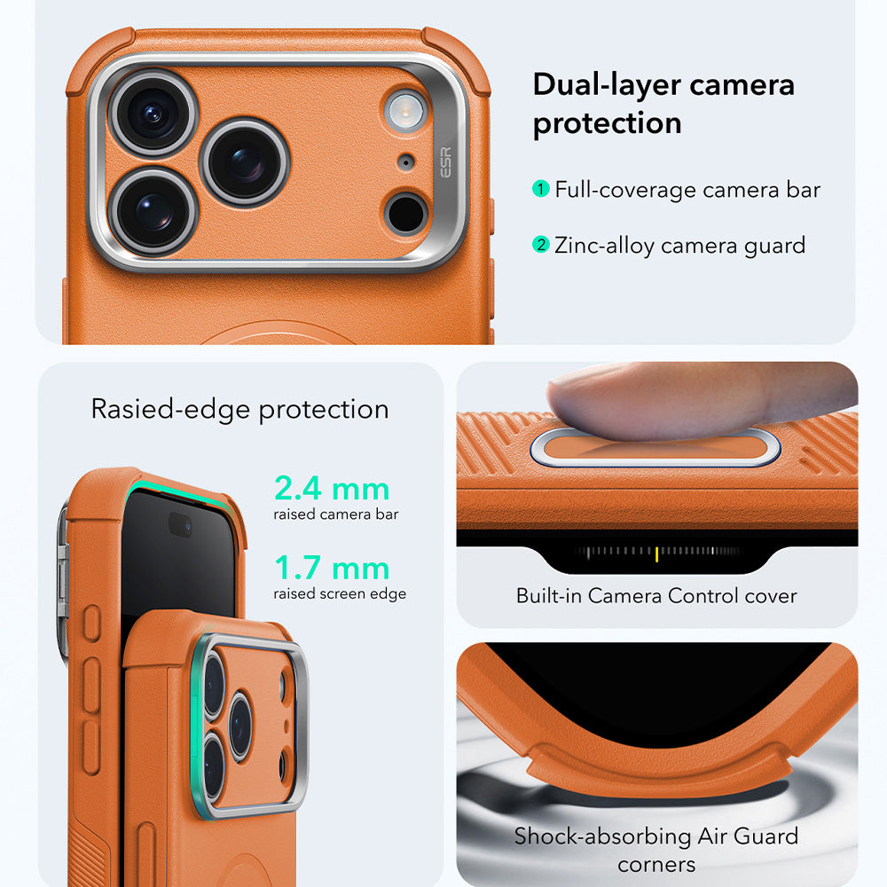 MagSafe-fodral för Apple iPhone 18 Pro / 17 Pro, ESR, Cyber Armor Kickstand, Orange