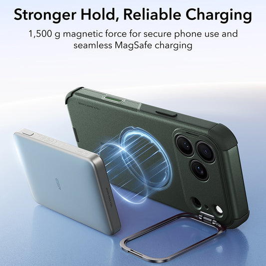 MagSafe-fodral för Apple iPhone 18 Pro / 17 Pro, ESR, Cyber Armor Kickstand, Grön