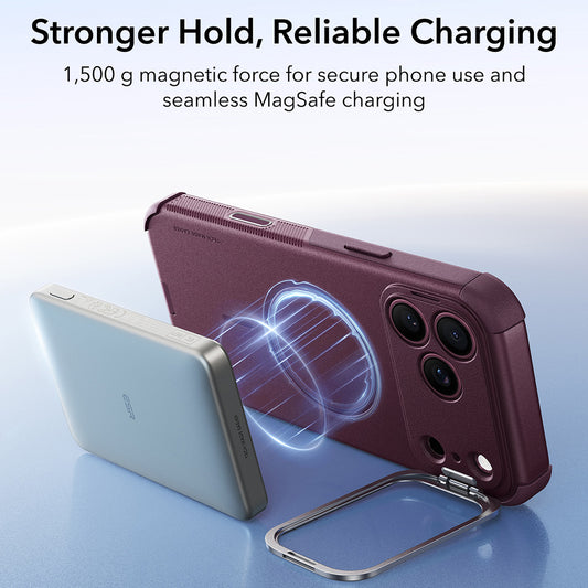 MagSafe-fodral för Apple iPhone 18 Pro / 17 Pro, ESR, Cyber Armor Kickstand, Mörkröd Satin