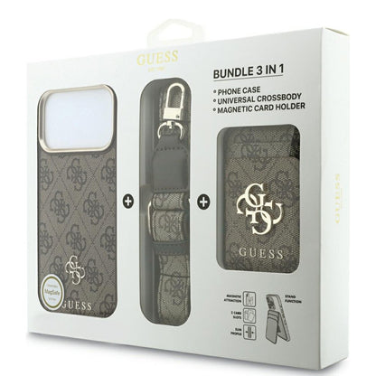 MagSafe-skal för Apple iPhone 18 Pro / 17 Pro, Guess, 4G Cardslot & Big Strap, brun