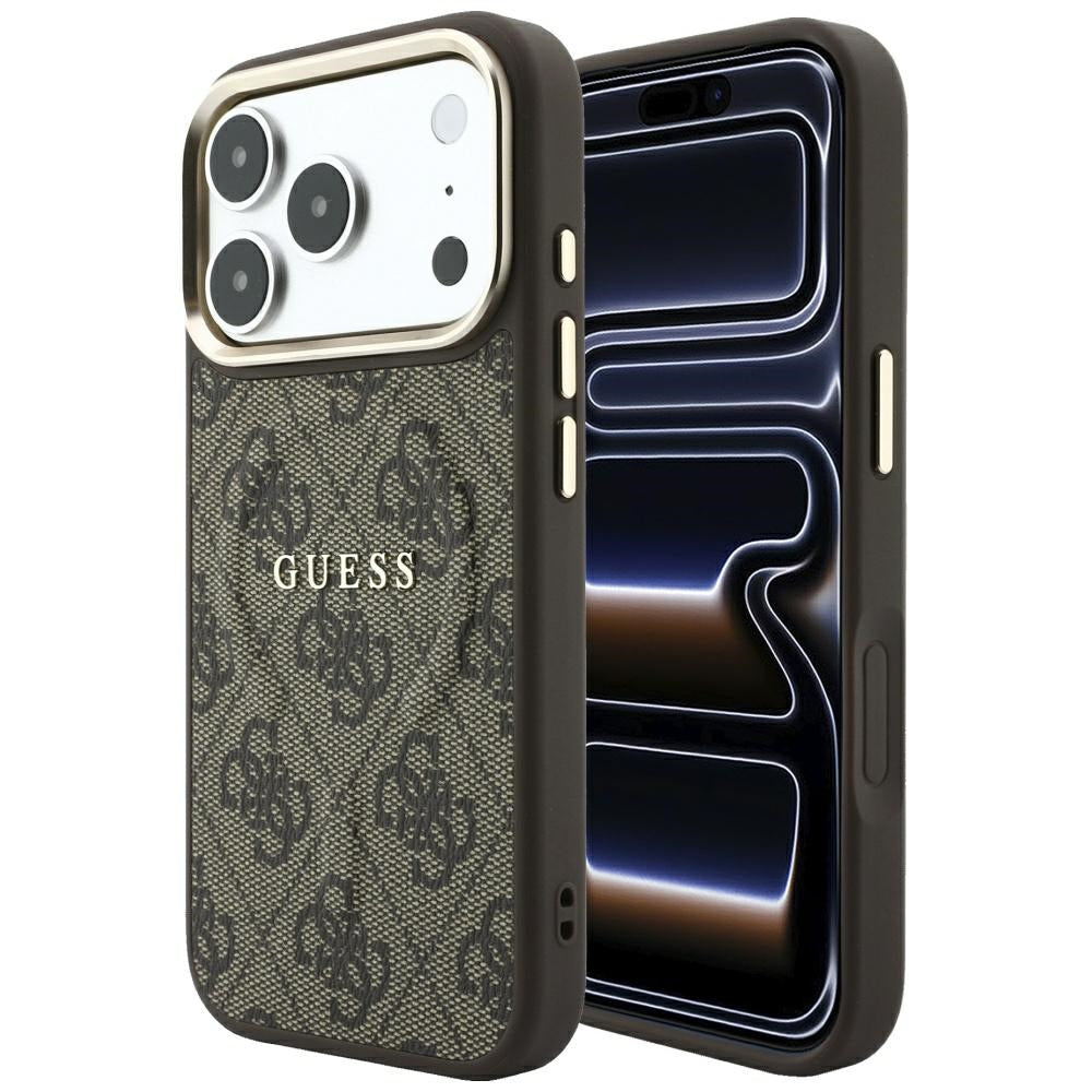 MagSafe-fodral för Apple iPhone 18 Pro / 17 Pro, Guess, 4G Embossed Classic, Brun
