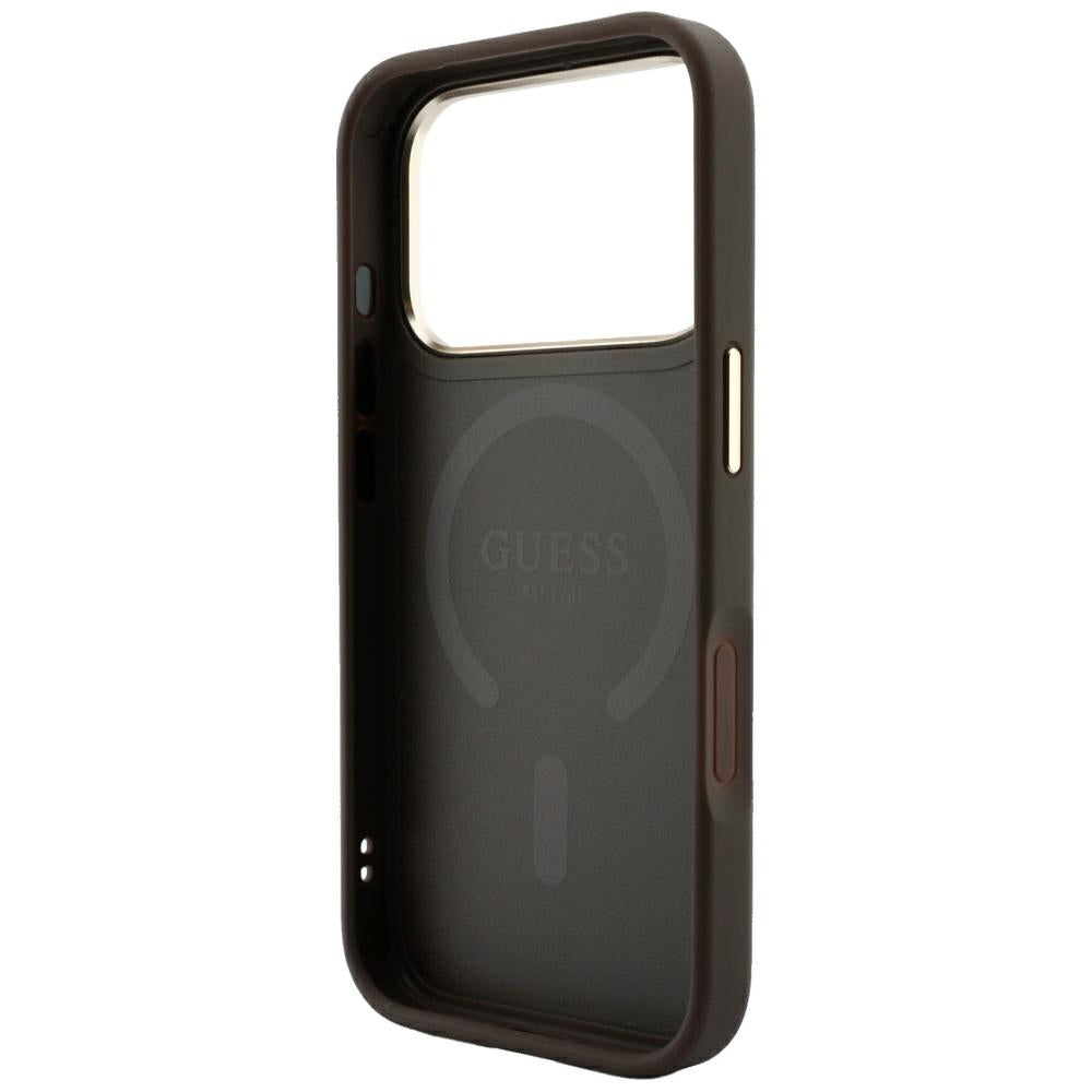 MagSafe-fodral för Apple iPhone 18 Pro / 17 Pro, Guess, 4G Embossed Classic, Brun
