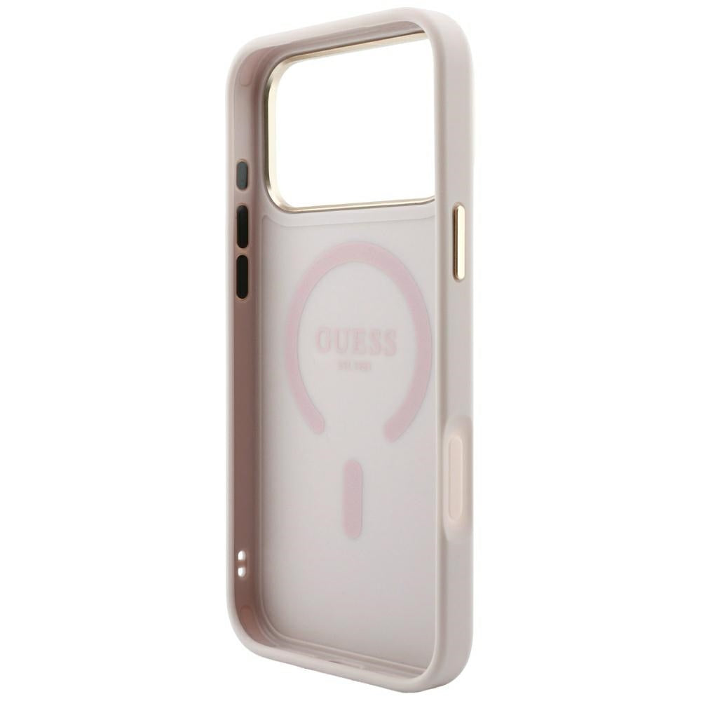 MagSafe-fodral för Apple iPhone 18 Pro / 17 Pro, Guess, 4G Embossed Classic, Rosa