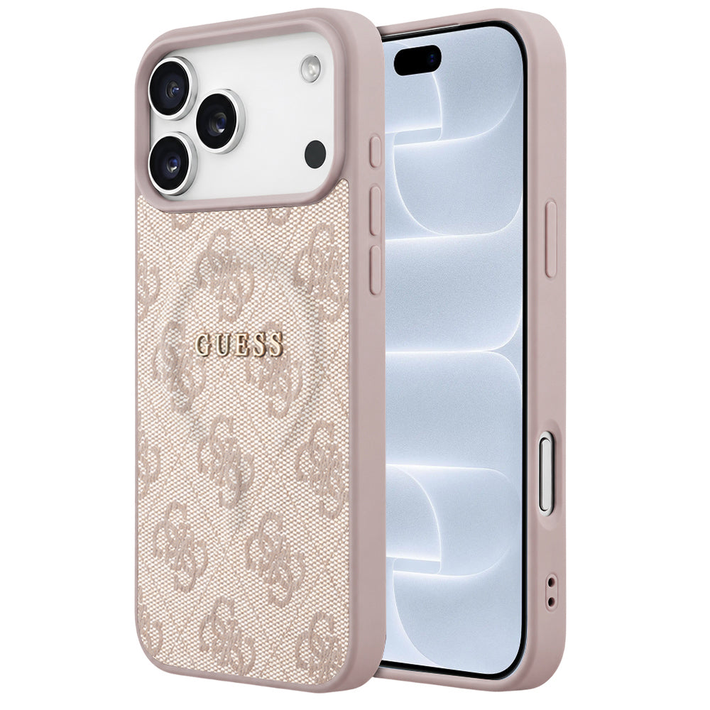 MagSafe-skal för Apple iPhone 18 Pro / 17 Pro, Guess, 4G Embossed Ring Classic Logo, rosa