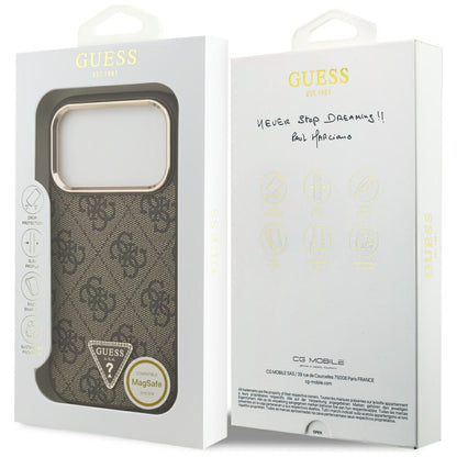 MagSafe-fodral för Apple iPhone 18 Pro / 17 Pro, Guess, 4G Triangle Logo, Brun