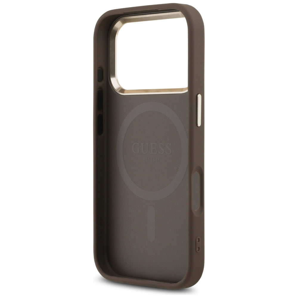MagSafe-fodral för Apple iPhone 18 Pro / 17 Pro, Guess, 4G Triangle Logo, Brun