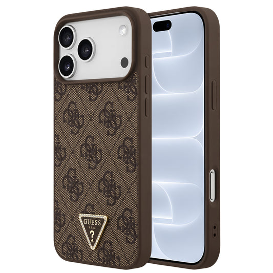 MagSafe-fodral för Apple iPhone 18 Pro / 17 Pro, Guess, 4G Triangle Strass, Brun