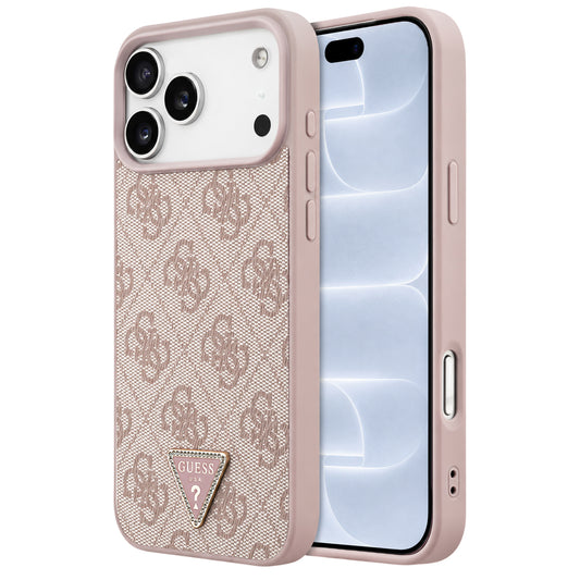 MagSafe-fodral för Apple iPhone 18 Pro / 17 Pro, Guess, 4G Triangle Strass, Rosa