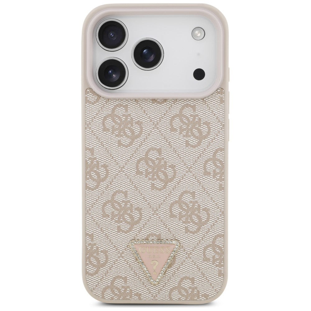 MagSafe-fodral för Apple iPhone 18 Pro / 17 Pro, Guess, 4G Triangle Strass, Rosa