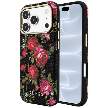 MagSafe-skal för Apple iPhone 18 Pro / 17 Pro, Guess, Blossom Roses Print, svart