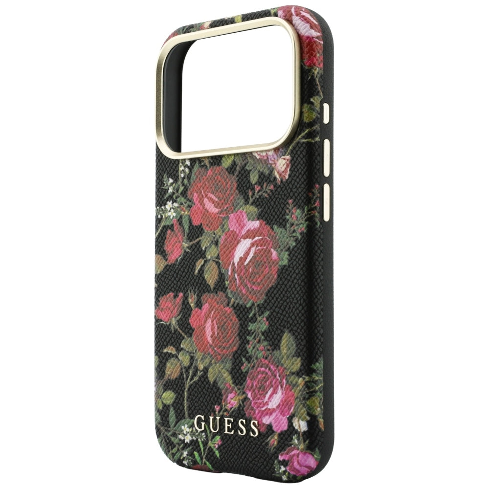 MagSafe-skal för Apple iPhone 18 Pro / 17 Pro, Guess, Blossom Roses Print, svart