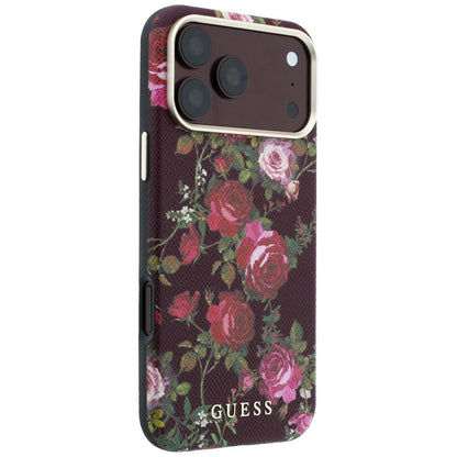 MagSafe-skal för Apple iPhone 18 Pro / 17 Pro, Guess, Blossom Roses Print, vinröd