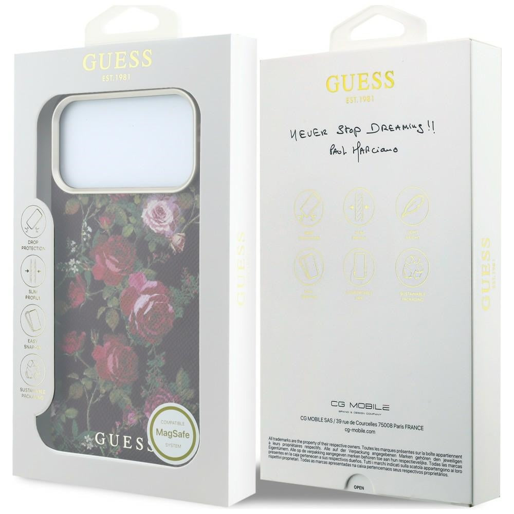 MagSafe-skal för Apple iPhone 18 Pro / 17 Pro, Guess, Blossom Roses Print, vinröd