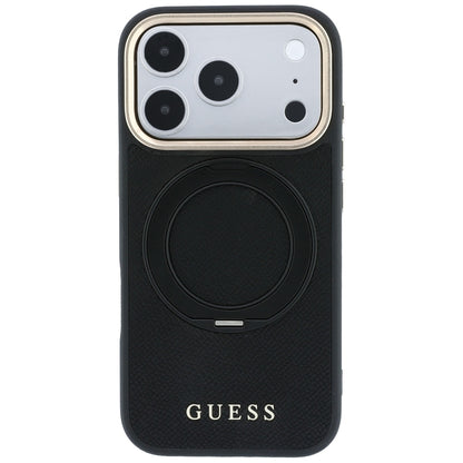 MagSafe-skal för Apple iPhone 18 Pro / 17 Pro, Guess, Grained Ring Stand 360 Classic, svart