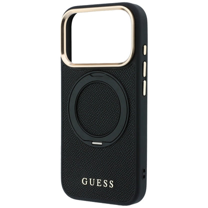MagSafe-skal för Apple iPhone 18 Pro / 17 Pro, Guess, Grained Ring Stand 360 Classic, svart