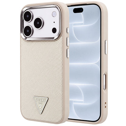 MagSafe-fodral för Apple iPhone 18 Pro / 17 Pro, Guess, Grained Triangle Logo, Beige