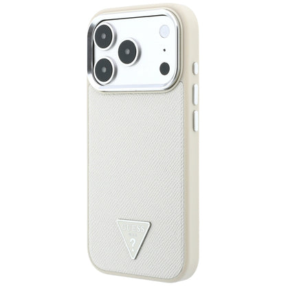 MagSafe-fodral för Apple iPhone 18 Pro / 17 Pro, Guess, Grained Triangle Logo, Beige