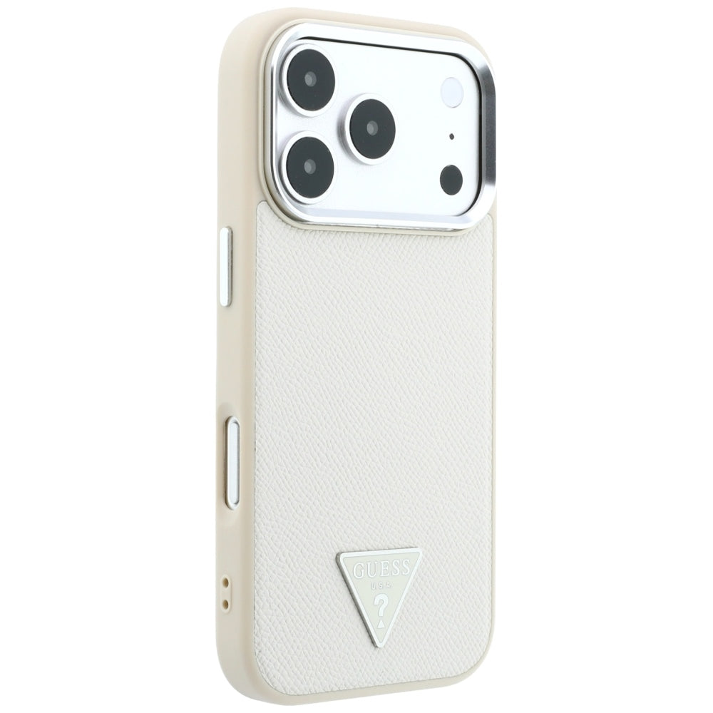 MagSafe-fodral för Apple iPhone 18 Pro / 17 Pro, Guess, Grained Triangle Logo, Beige