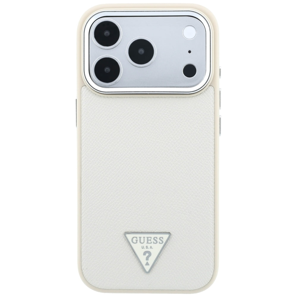 MagSafe-fodral för Apple iPhone 18 Pro / 17 Pro, Guess, Grained Triangle Logo, Beige