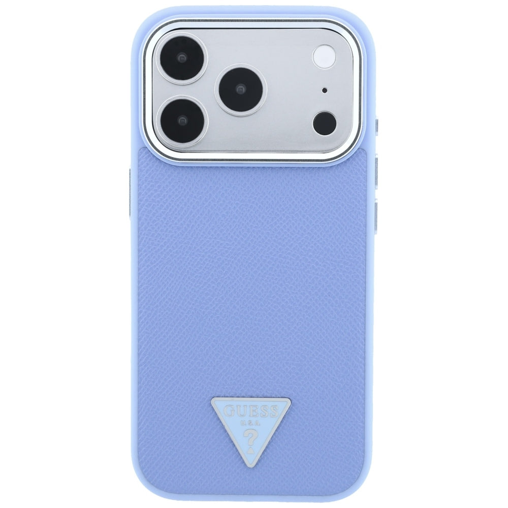 MagSafe-fodral för Apple iPhone 18 Pro / 17 Pro, Guess, Grained Triangle Logo, Bleu