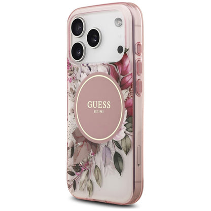 MagSafe-skal för Apple iPhone 18 Pro / 17 Pro, Guess, IML Flower & Tonal Circle, rosa