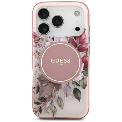 MagSafe-skal för Apple iPhone 18 Pro / 17 Pro, Guess, IML Flower & Tonal Circle, rosa