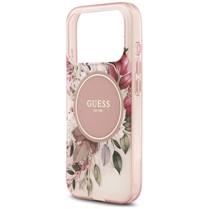 MagSafe-skal för Apple iPhone 18 Pro / 17 Pro, Guess, IML Flower & Tonal Circle, rosa