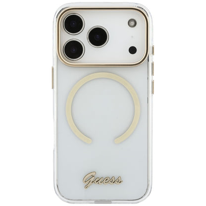 MagSafe-skal för Apple iPhone 18 Pro / 17 Pro, Guess, IML Script Metal, transparent