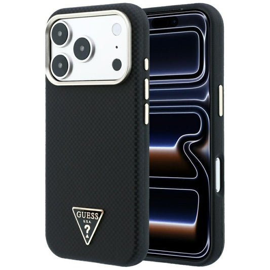 MagSafe-fodral för Apple iPhone 18 Pro / 17 Pro, Guess, Kevlar Triangle Logo, Svart