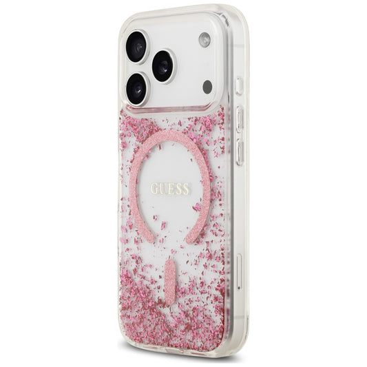 MagSafe-fodral för Apple iPhone 18 Pro / 17 Pro, Guess, Resin Bottom Glitter, Rosa
