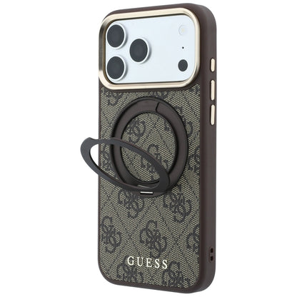 MagSafe-fodral för Apple iPhone 18 Pro / 17 Pro, Guess, Ring Stand 360 4G Classic Logo, Brun