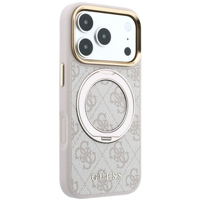 MagSafe-fodral för Apple iPhone 18 Pro / 17 Pro, Guess, Ring Stand 360 4G Classic Logo, Rosa