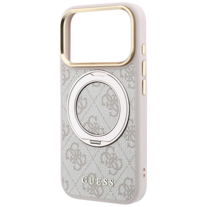 MagSafe-fodral för Apple iPhone 18 Pro / 17 Pro, Guess, Ring Stand 360 4G Classic Logo, Rosa