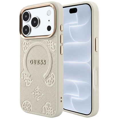 MagSafe-skal för Apple iPhone 18 Pro / 17 Pro, Guess, Saffiano Peony Ring, beige