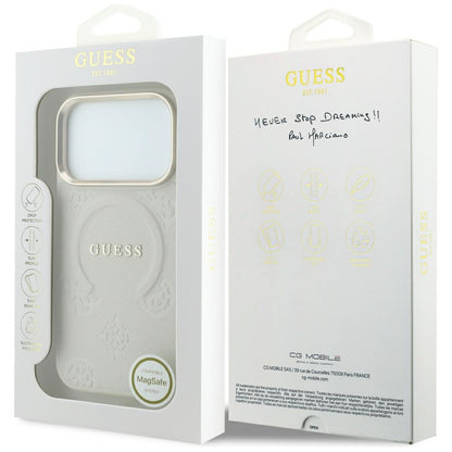 MagSafe-skal för Apple iPhone 18 Pro / 17 Pro, Guess, Saffiano Peony Ring, beige