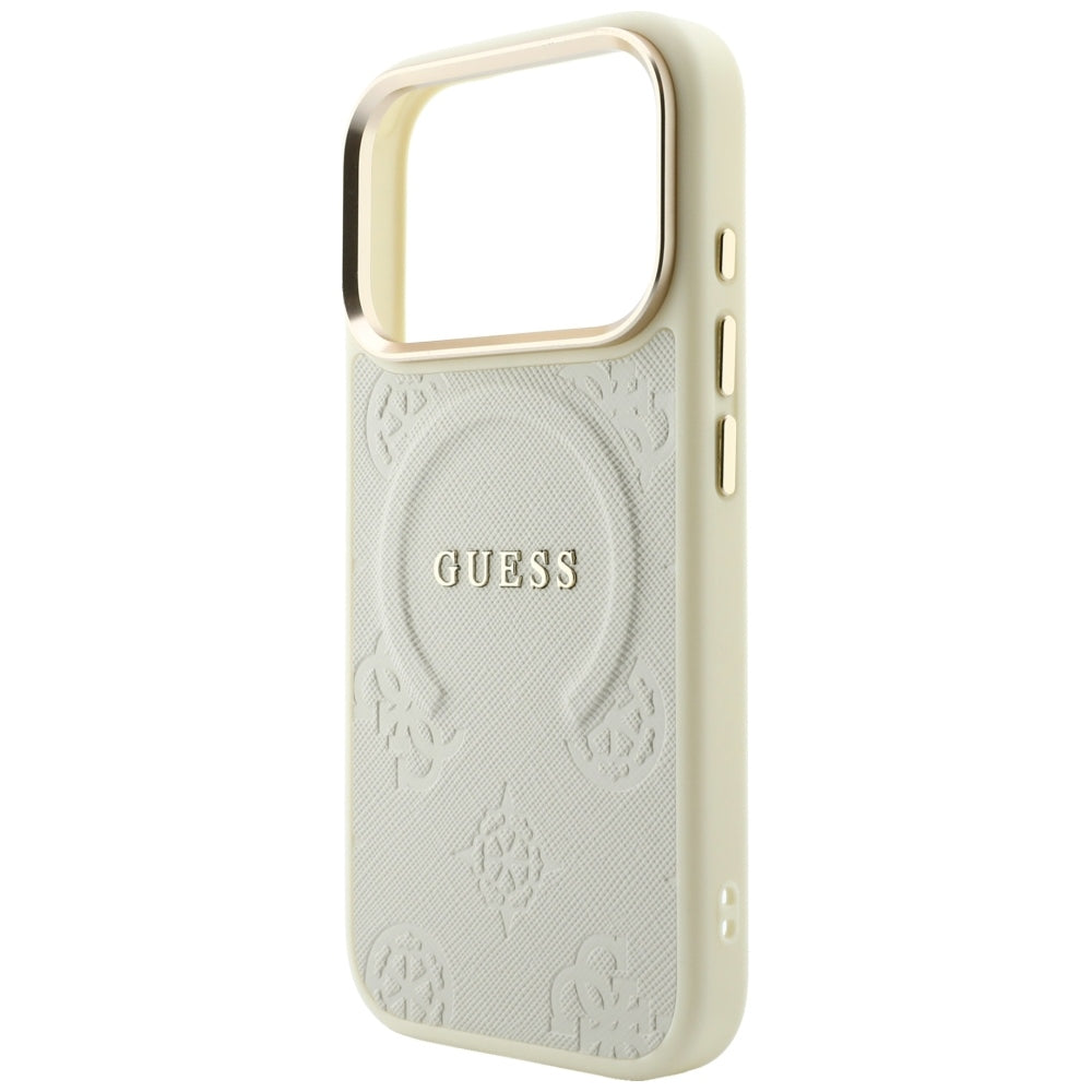 MagSafe-skal för Apple iPhone 18 Pro / 17 Pro, Guess, Saffiano Peony Ring, beige