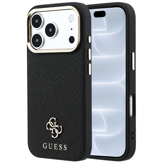 MagSafe-fodral för Apple iPhone 18 Pro / 17 Pro, Guess, Saffiano Small 4G Classic, Svart