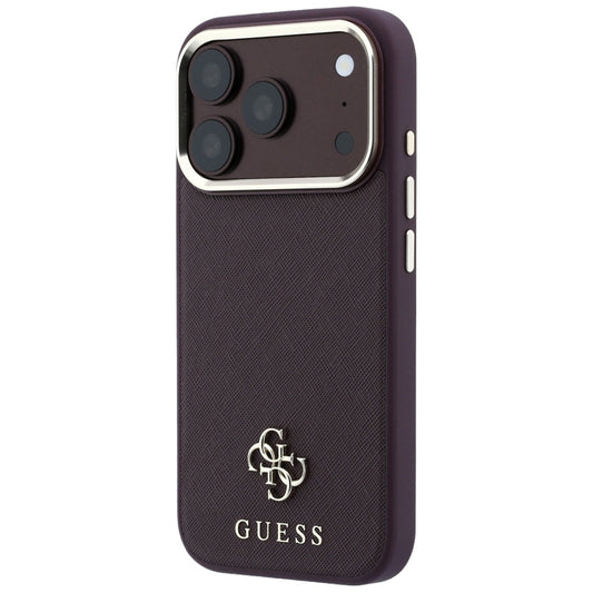 MagSafe-fodral för Apple iPhone 18 Pro / 17 Pro, Guess, Saffiano Small 4G Classic, Vinröd