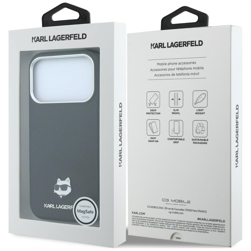 MagSafe-fodral för Apple iPhone 18 Pro / 17 Pro, Karl Lagerfeld, Grained Choupette Head, Svart
