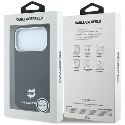 MagSafe-fodral för Apple iPhone 18 Pro / 17 Pro, Karl Lagerfeld, Grained Choupette Head, Svart