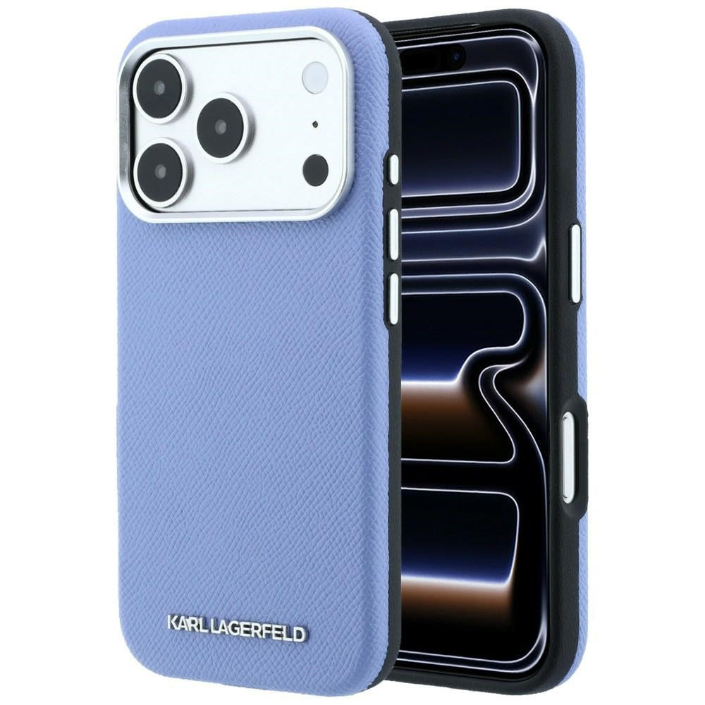 MagSafe-fodral för Apple iPhone 18 Pro / 17 Pro, Karl Lagerfeld, Kornigt Förlängt Logo, Blå