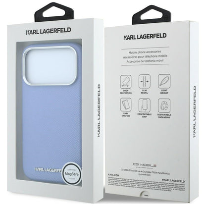 MagSafe-fodral för Apple iPhone 18 Pro / 17 Pro, Karl Lagerfeld, Kornigt Förlängt Logo, Blå