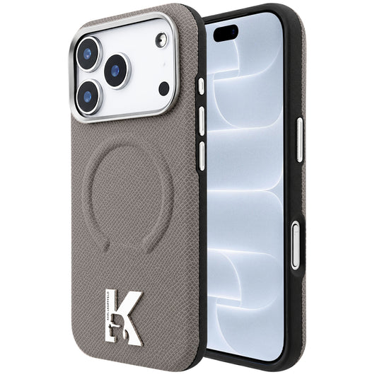 MagSafe-fodral för Apple iPhone 18 Pro / 17 Pro, Karl Lagerfeld, Kornigt präglad ring, Beige