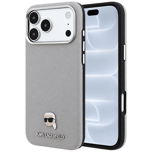 MagSafe-fodral för Apple iPhone 18 Pro / 17 Pro, Karl Lagerfeld, Kornig Karl Head's Metal, Grå