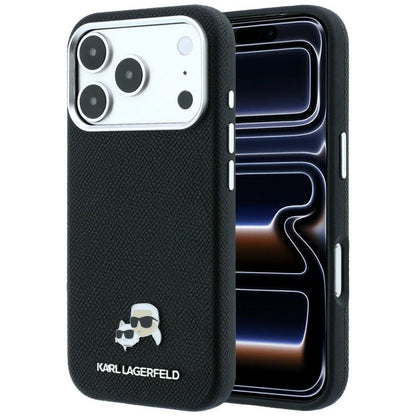 MagSafe-fodral för Apple iPhone 18 Pro / 17 Pro, Karl Lagerfeld, Grained KC Heads, Svart
