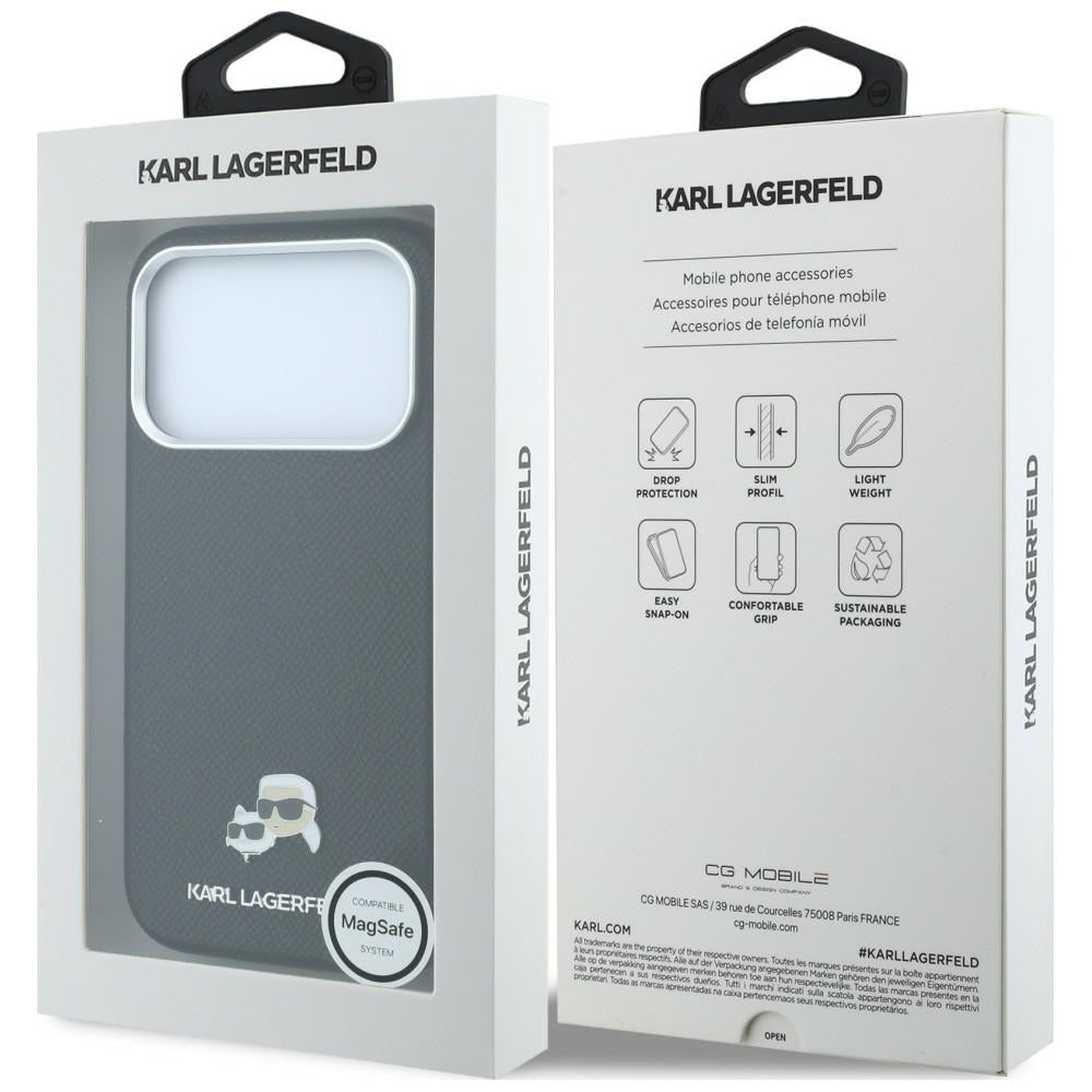 MagSafe-fodral för Apple iPhone 18 Pro / 17 Pro, Karl Lagerfeld, Grained KC Heads, Svart