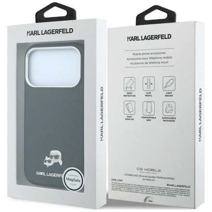 MagSafe-fodral för Apple iPhone 18 Pro / 17 Pro, Karl Lagerfeld, Grained KC Heads, Svart