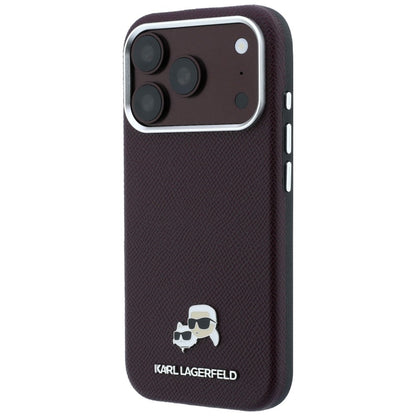 MagSafe-fodral för Apple iPhone 18 Pro / 17 Pro, Karl Lagerfeld, Grained KC Heads, Vinröd